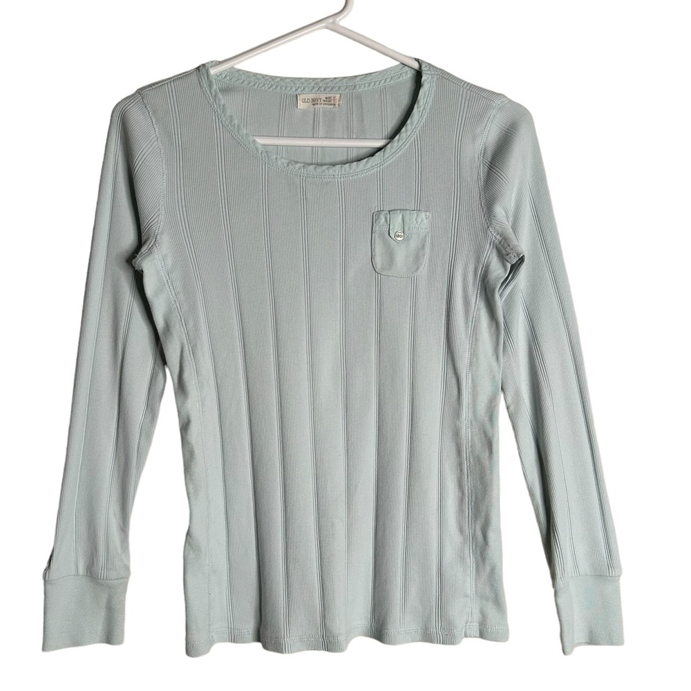 Old Navy Girls Mint Green Ribbed Long Sleeves Top XL